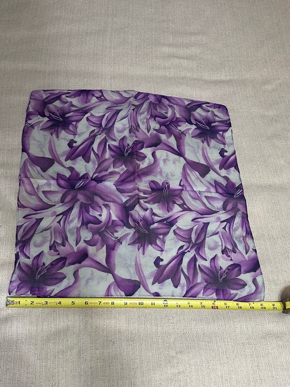 Vintage Purple and Lavender Floral Print Scarf 20” Square